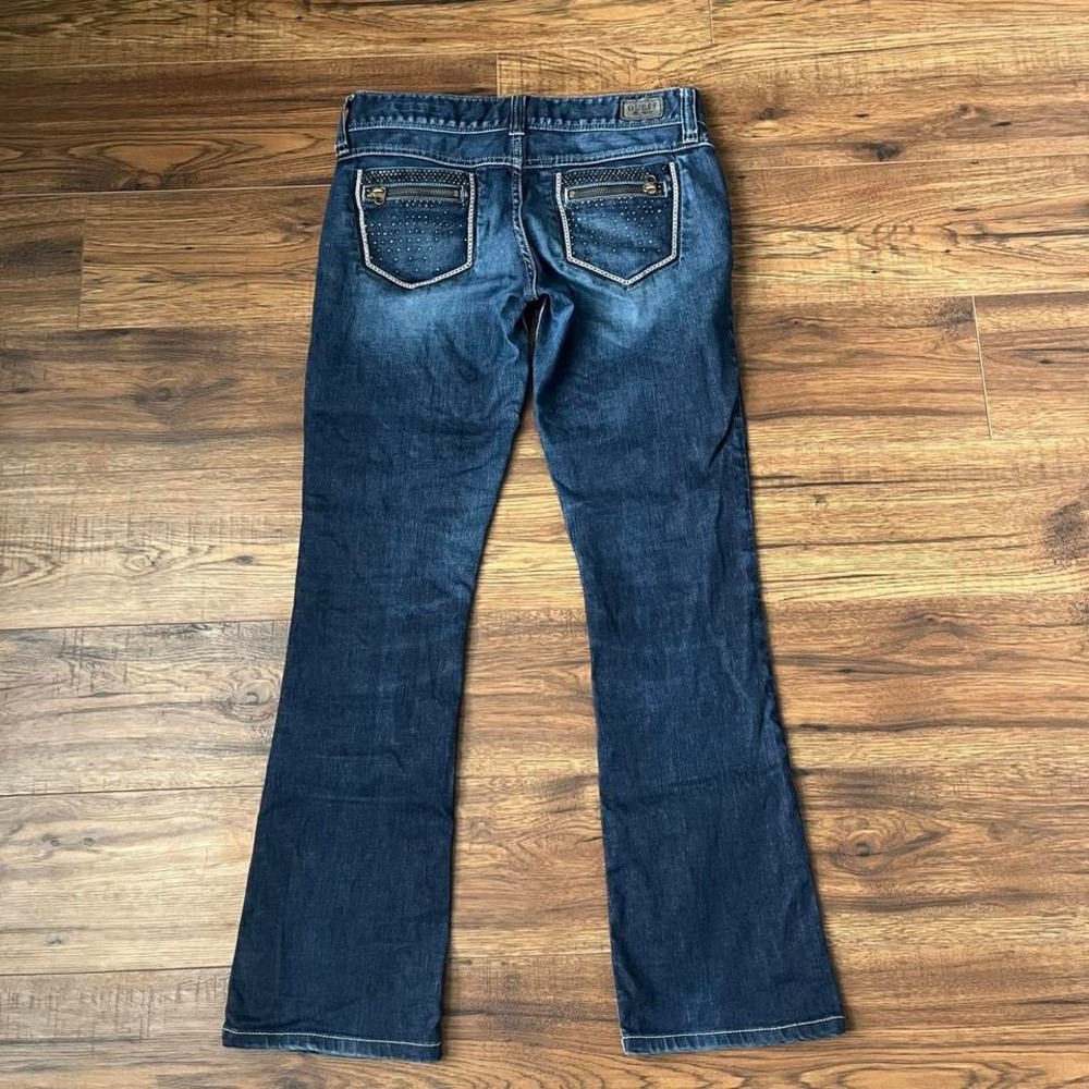 Vintage Guess Y2K Low Rise Bootcut Daredevil Jeans 27 Rhinestone‎ Embellished - Picture 7 of 8